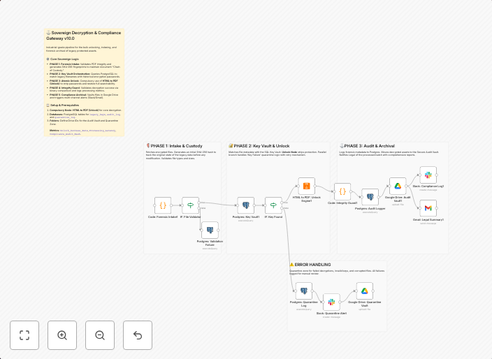 Decrypt legacy PDF archives with HTML to PDF, PostgreSQL and Google Drive