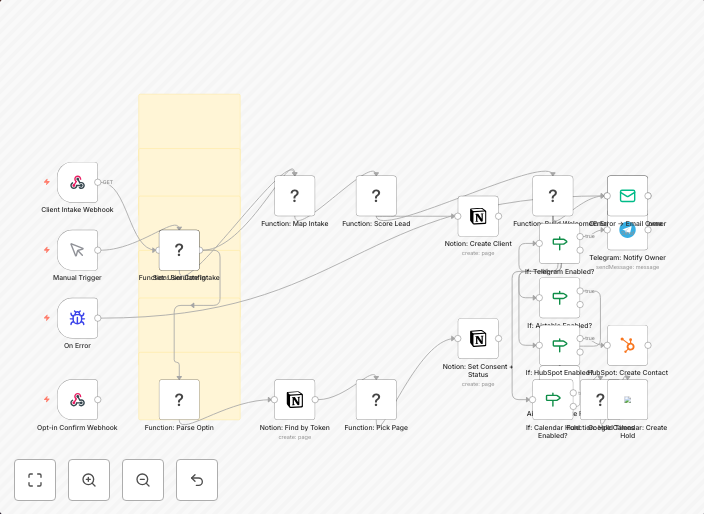 Automated client onboarding system with Notion, email & CRM integration