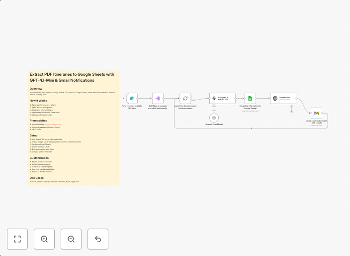 Extract PDF itineraries to Google Sheets with GPT-4.1-Mini & Gmail notifications