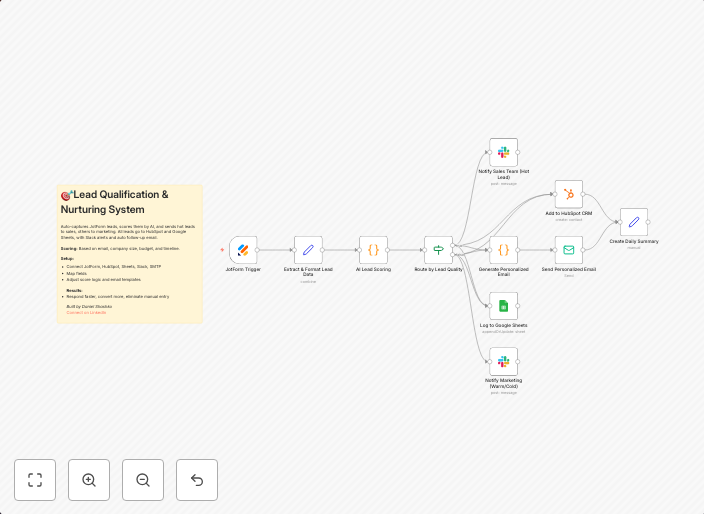Automated lead qualification & nurturing with JotForm, HubSpot, Email & AI scoring